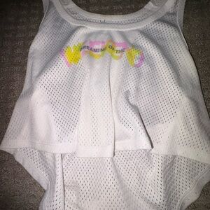 Aerie White Mesh Tank Top with Ribbed Texture